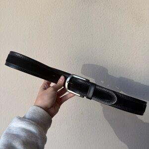 New John Varvatos Black Waxed Suede Leather Belt Size 36